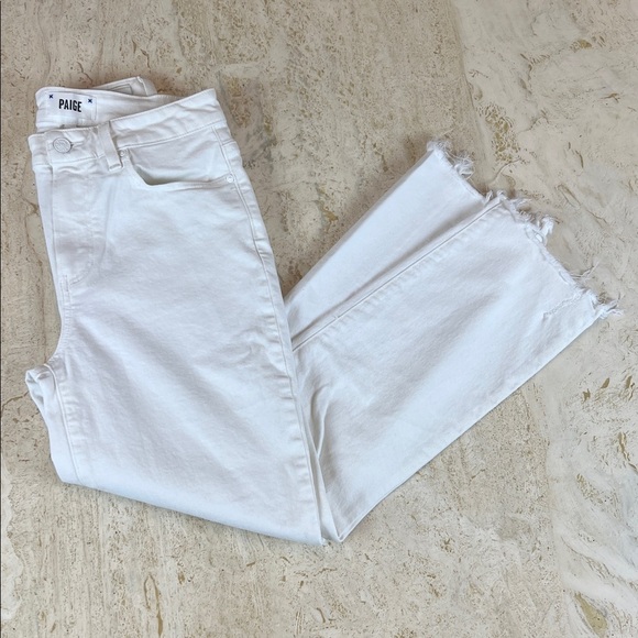 PAIGE Denim - PAIGE Cindy Crop “crisp white” with distressed hem jeans womens 28